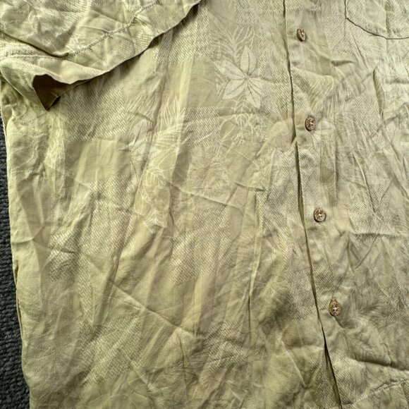 Tommy Bahama All Silk Hawaiian Camp Shirt Medium Floral Gold Short Sleeve Beach - Picture 10 of 13